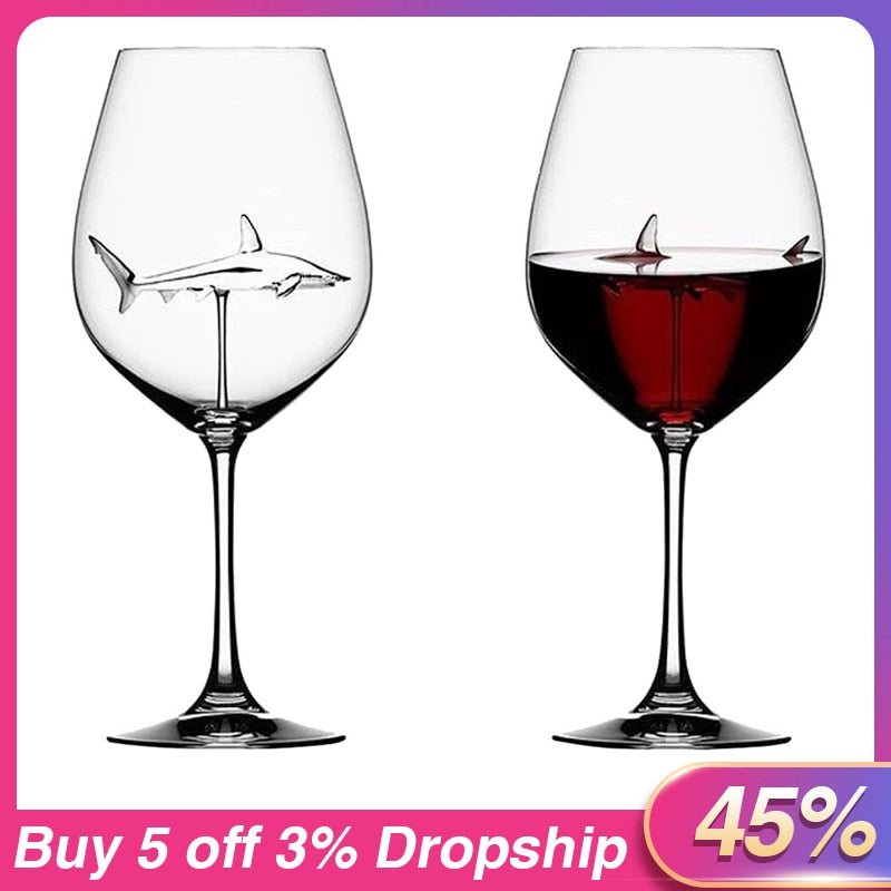 2PC Crystal Shark Wine Glass High Heel Cup Wedding Party Gift-UlGadget