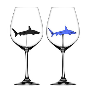 2PC Crystal Shark Wine Glass High Heel Cup Wedding Party Gift-UlGadget