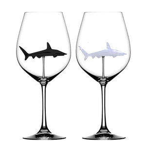 2PC Crystal Shark Wine Glass High Heel Cup Wedding Party Gift-UlGadget