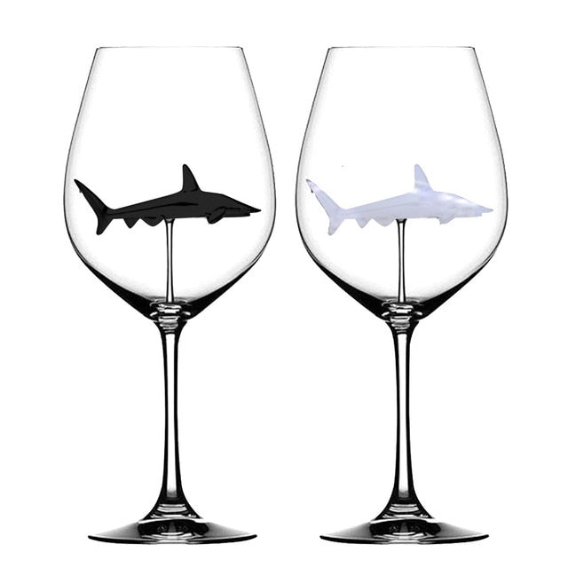 2PC Crystal Shark Wine Glass High Heel Cup Wedding Party Gift-UlGadget