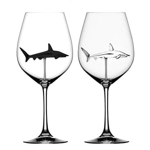 2PC Crystal Shark Wine Glass High Heel Cup Wedding Party Gift-UlGadget