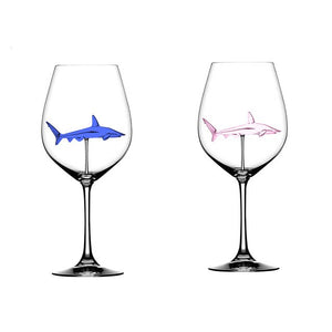 2PC Crystal Shark Wine Glass High Heel Cup Wedding Party Gift-UlGadget