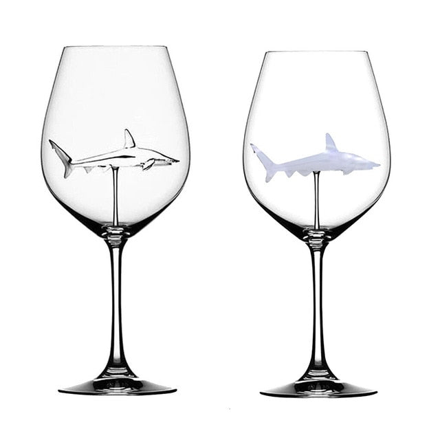 2PC Crystal Shark Wine Glass High Heel Cup Wedding Party Gift-UlGadget