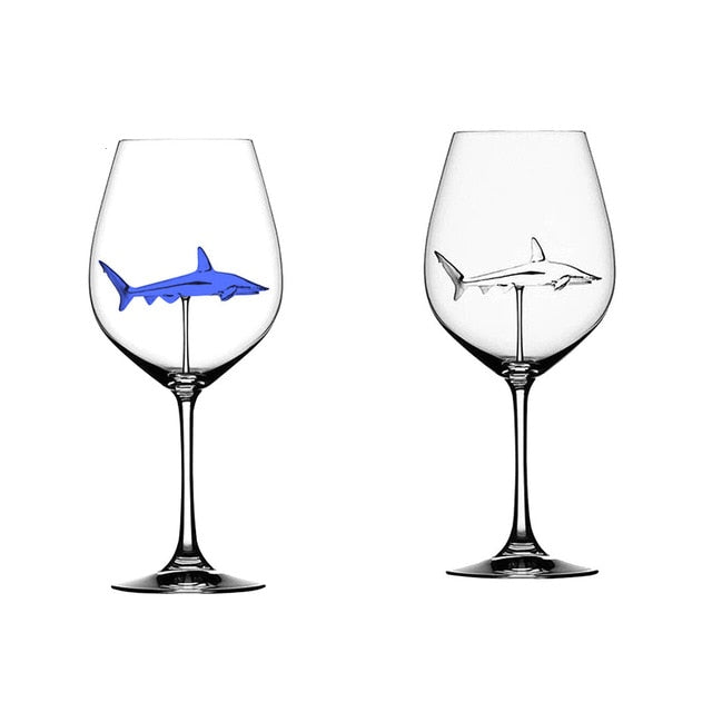 2PC Crystal Shark Wine Glass High Heel Cup Wedding Party Gift-UlGadget