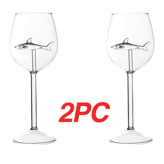 2PC Crystal Shark Wine Glass High Heel Cup Wedding Party Gift-UlGadget