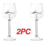 2PC Crystal Shark Wine Glass High Heel Cup Wedding Party Gift-UlGadget