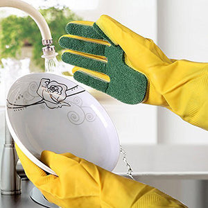 Home Garden Kitchen Dish Washing Cleaning Glove Sponge Fingers Rubber Household-UlGadget