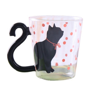 Cute Creative Cat Silhouette Glass Mug Home Office Cup For Fruit Juice Coffee-UlGadget