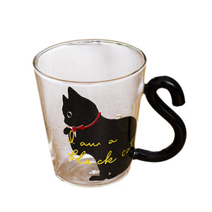 Cute Creative Cat Silhouette Glass Mug Home Office Cup For Fruit Juice Coffee-UlGadget