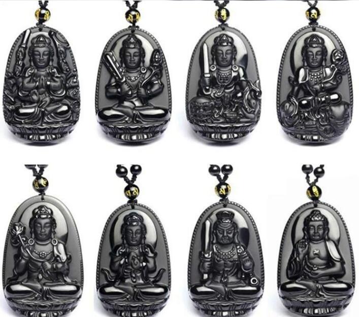 DIY Jewelry Making Necklace Accessories Natural Stone Crystal Black Buddha Necklace-UlGadget