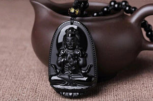 DIY Jewelry Making Necklace Accessories Natural Stone Crystal Black Buddha Necklace-UlGadget