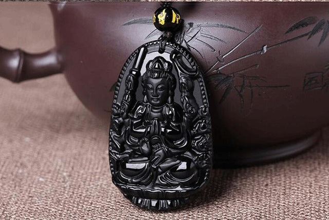 DIY Jewelry Making Necklace Accessories Natural Stone Crystal Black Buddha Necklace-UlGadget