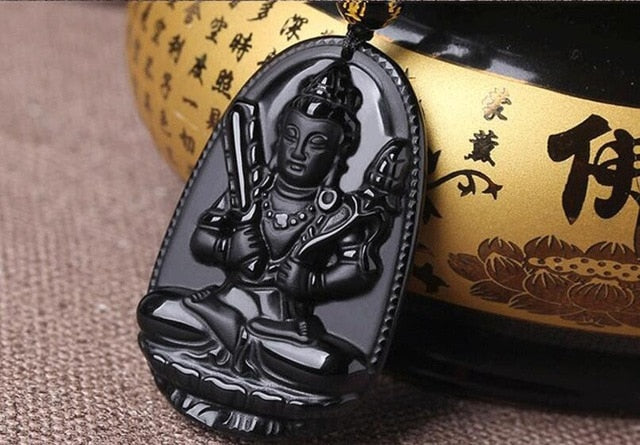 DIY Jewelry Making Necklace Accessories Natural Stone Crystal Black Buddha Necklace-UlGadget