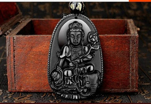 DIY Jewelry Making Necklace Accessories Natural Stone Crystal Black Buddha Necklace-UlGadget