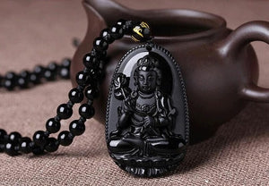 DIY Jewelry Making Necklace Accessories Natural Stone Crystal Black Buddha Necklace-UlGadget