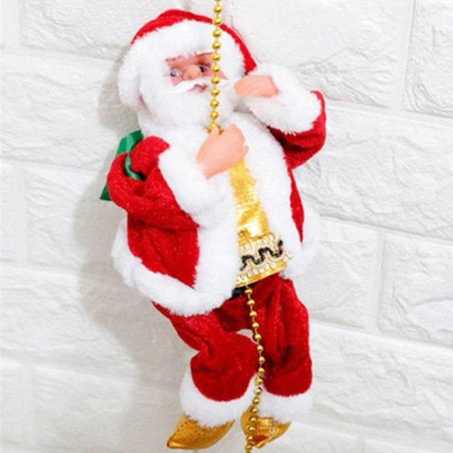 Christmas Electric Ladder Climbing Santa Hanging Decoration Christmas Tree Ornaments Funny New Year Kids Gifts-UlGadget