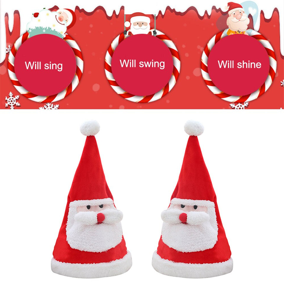 Electric Christmas Hat Santa Hat with Light Sing Illuminated Swing Dancing Function Xmas Party Gifts for Boys Girls-UlGadget