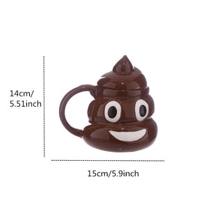 Funny Ceramic 3D Doo-Doo Poop Emoji Mug Coffee Milk Water Cup With Handgrip Lid Tea Cup Office Drinkware-UlGadget