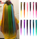 Clip-In One Piece For Ombre Hair Extensions Pure Color Straight Long Synthetic Hair Pieces Clip In 2 Tone Hair-UlGadget