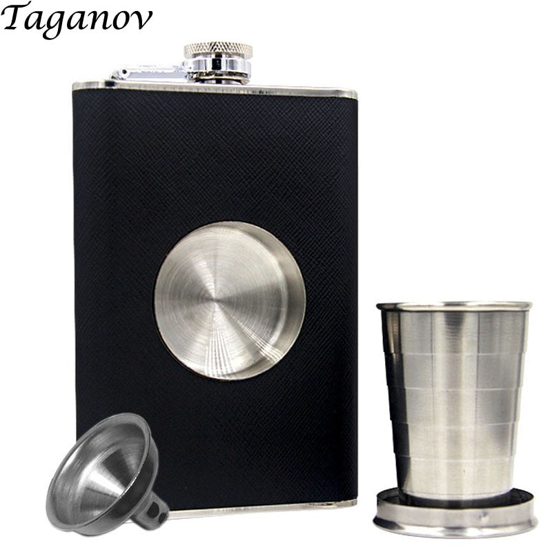 Alcohol Flagon Stainless Steel 8 oz Shot Glass Flask Barware-UlGadget