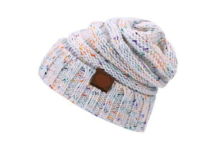 Womens Soft Knit Ponytail Beanie Warm Knit Messy Bun Skull Cap-UlGadget