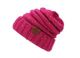 Womens Soft Knit Ponytail Beanie Warm Knit Messy Bun Skull Cap-UlGadget