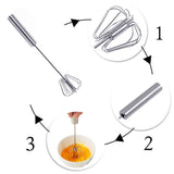 Semi-Automatic Egg Beater Easy Manual Self-Turning Stainless Steel Whisk-UlGadget