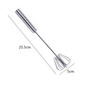 Semi-Automatic Egg Beater Easy Manual Self-Turning Stainless Steel Whisk-UlGadget