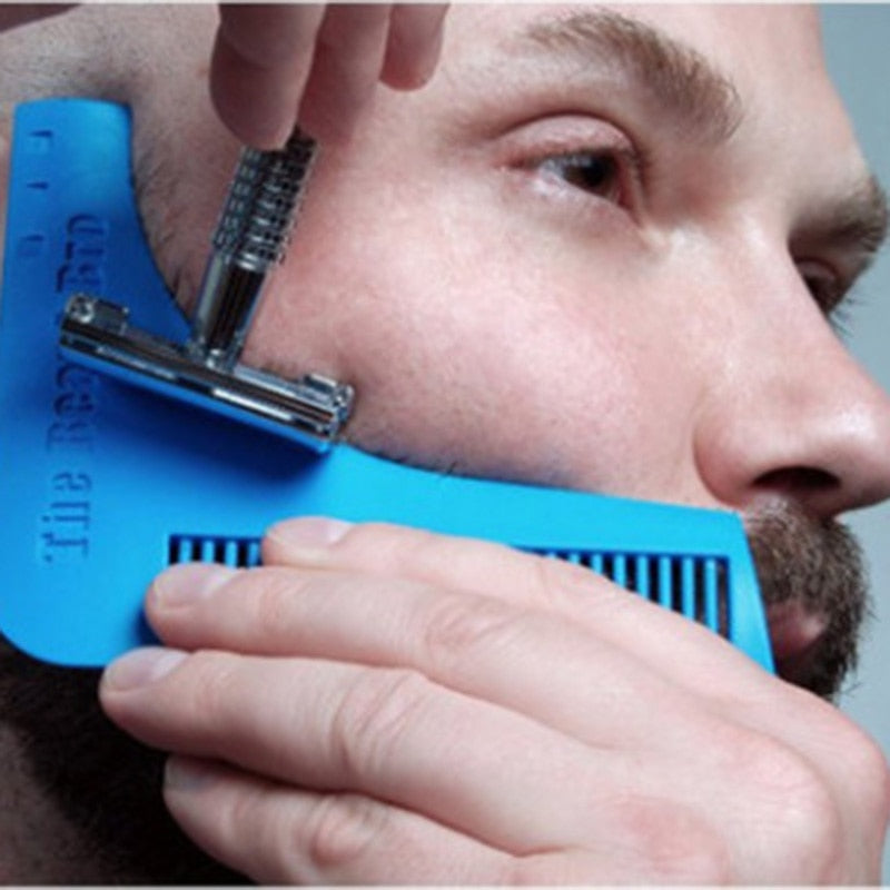 Mens Facial Hair Beard Template Brush Combs Lines Plastic Shaper-UlGadget