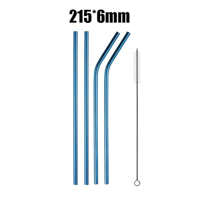 4Pcs Stainless Steel Reusable Drinking Straws High Quality Metal Cleaner Brush Wholesale-UlGadget