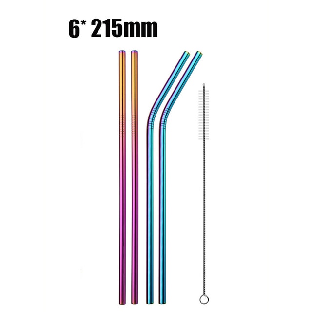 4Pcs Stainless Steel Reusable Drinking Straws High Quality Metal Cleaner Brush Wholesale-UlGadget