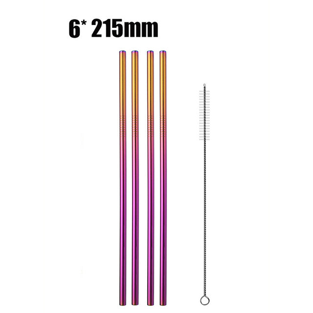 4Pcs Stainless Steel Reusable Drinking Straws High Quality Metal Cleaner Brush Wholesale-UlGadget