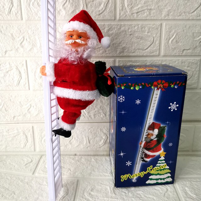 Christmas Electric Ladder Climbing Santa Hanging Decoration Christmas Tree Ornaments Funny New Year Kids Gifts-UlGadget