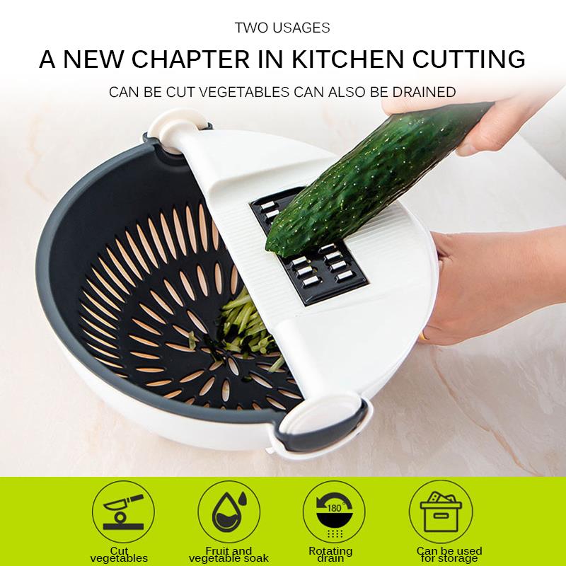 Multi Manual Slicer Rotate Vegetable Fruit Cutter Bowl-UlGadget