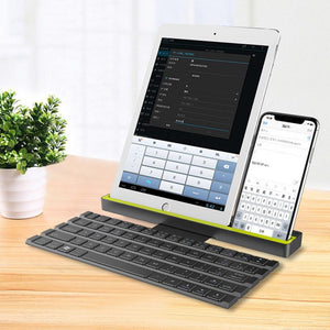 Black Wireless Bluetooth Keyboard Universal Roll Up Quick Response with Tablet PC Smart Phones Holder-UlGadget