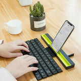 Black Wireless Bluetooth Keyboard Universal Roll Up Quick Response with Tablet PC Smart Phones Holder-UlGadget