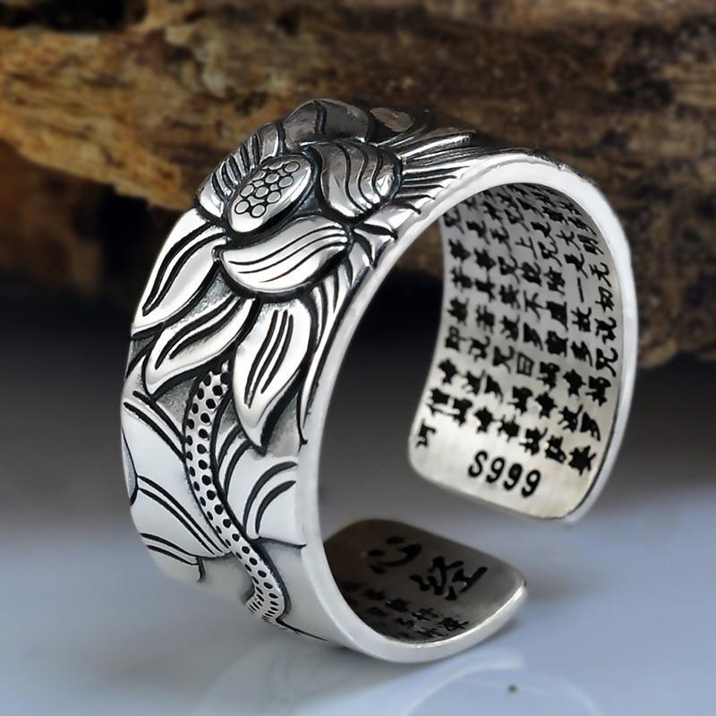 Men's Clothing and Accessories Lotus Ring with Heart Sutra-UlGadget