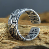 Men's Clothing and Accessories Lotus Ring with Heart Sutra-UlGadget