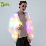 Faux Fur Coat With Led Light Up Party Fancy Dress-UlGadget