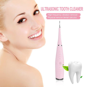 Pink/ Green Plastic + Metal Ultrasonic Teeth Cleaner-UlGadget