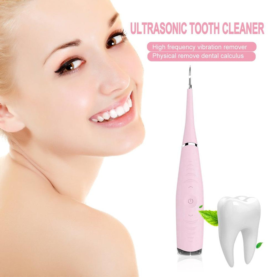 Pink/ Green Plastic + Metal Ultrasonic Teeth Cleaner-UlGadget