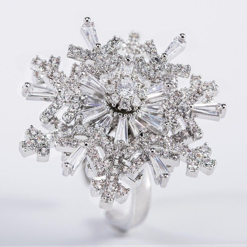 Rotatable Snowflake Ring Luxury Shiny Rhinestone Rotatable Cubic Zircon Adjustable-UlGadget