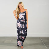 Colorful Sexy Floral Printed Strap Loose Jumpsuit with Pockets Womens-UlGadget