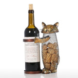 Metal Wine Rack Cat Figurine Holder Stand-UlGadget