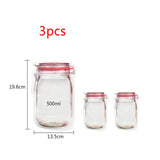 4/3PCS Pack Reusable Mason Jar Bottles Bags Nuts Candy Cookies Bag Seal Fresh Food Storage Bag Zipper Sealed-UlGadget