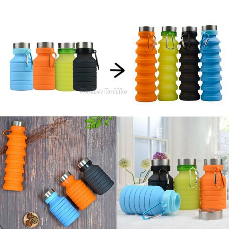 550 ML Silicone Collapsible Water Bottle Travel Sport Folding Outdoor Retractable-UlGadget