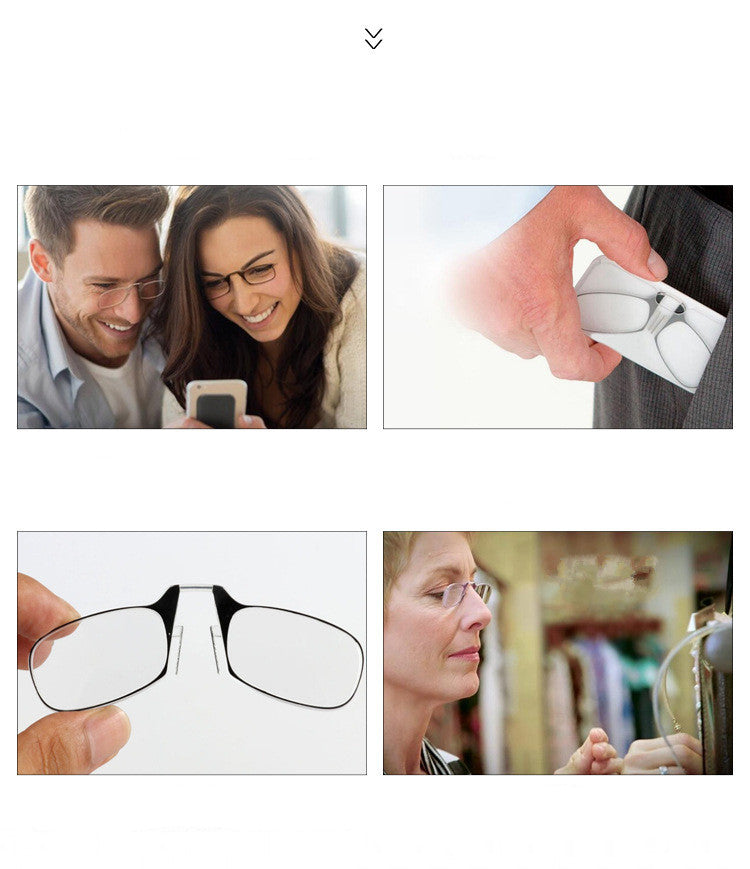 Mini Nose Clip Portable Folding Reading Key Chain Case Glasses-UlGadget