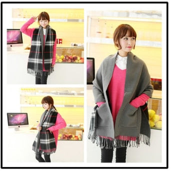 Pocket Shawl Women Warm Winter Scarves Shawls Blanket Scarf Bufandas-UlGadget