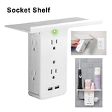 Switch Socket Rack 6 Electrical Outlet Extenders 2 USB Charging Ports Removable Built-In Shelf-UlGadget