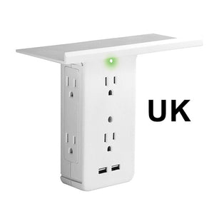 Switch Socket Rack 6 Electrical Outlet Extenders 2 USB Charging Ports Removable Built-In Shelf-UlGadget